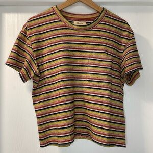 Madewell Textured Easy Cropped Tee in Stripes. Size S